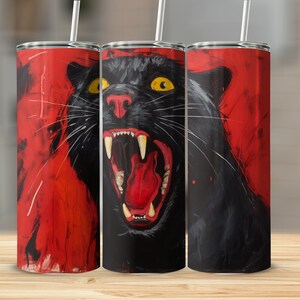 Black Panther Tumber, 20oz skinny and straight tumbler wrap, Big Cats, Safari Animals, Panther panther, Animal Lovers, Big Cat Sublimation