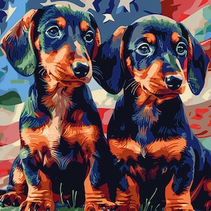 Dachshund Dog American Flag Tumbler, 20oz skinny tumbler, straight and skinny sublimation design, Doxie Dogs png, Weiner Dog Tumbler