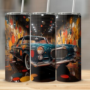 Vaso de coche clásico, diseño de sublimación de 20 oz, envoltura delgada y recta PNG, diseño de sublimación