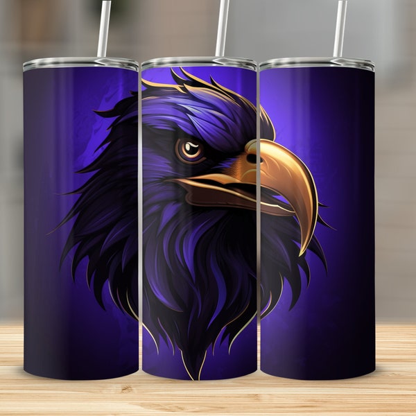 Purple Ravens 20oz skinny tumbler wrap straight and tapered tumbler sublimation design PNG of Purple Ravens