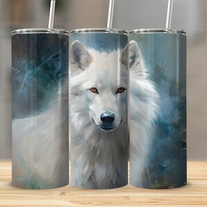 White Wolf Tumbler,  20oz Sublimation Tumbler Design, Straight and Tapered Skinny Tumbler Wrap PNG, Wolf png, Wildlife Animals png