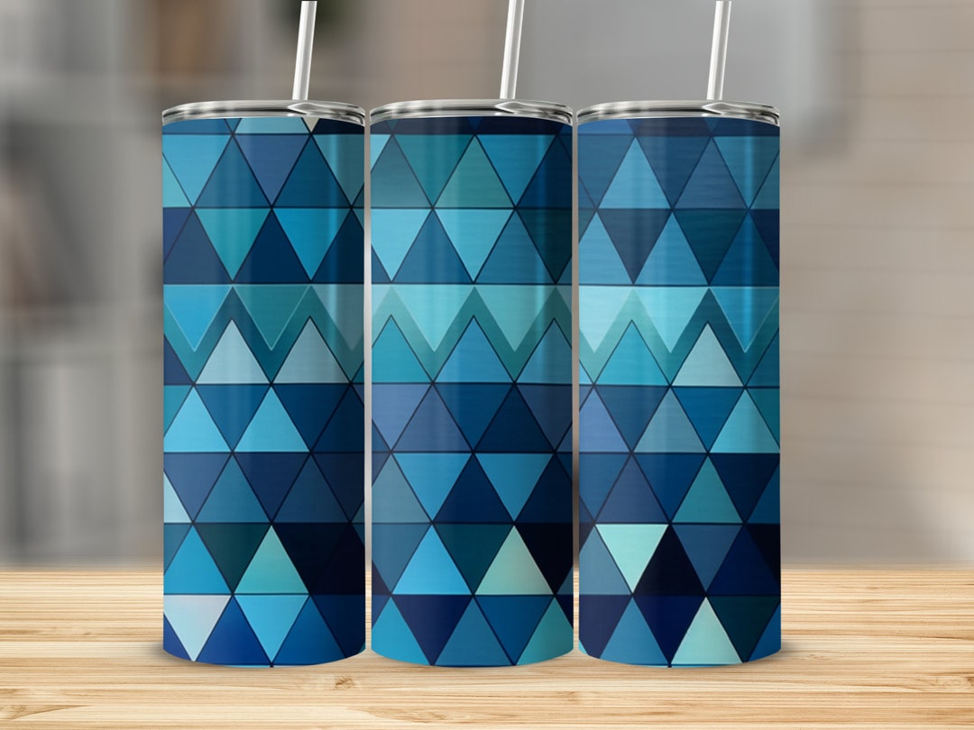 Blue Triangles 20oz Skinny Tumbler Wrap Straight and Tapered - Etsy