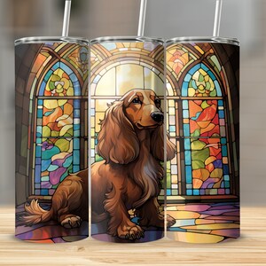 Dachshund Stained Glass 2 20oz skinny tumbler wrap straight and tapered tumbler sublimation design PNG of Dachshund Stained Glass 2