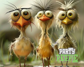 Party People Tumbler, Funny Birds Tumbler, 20oz Skinny Sublimation Tumbler Design, Seamless Bird Sublimation Design,Watercolor Bird Png