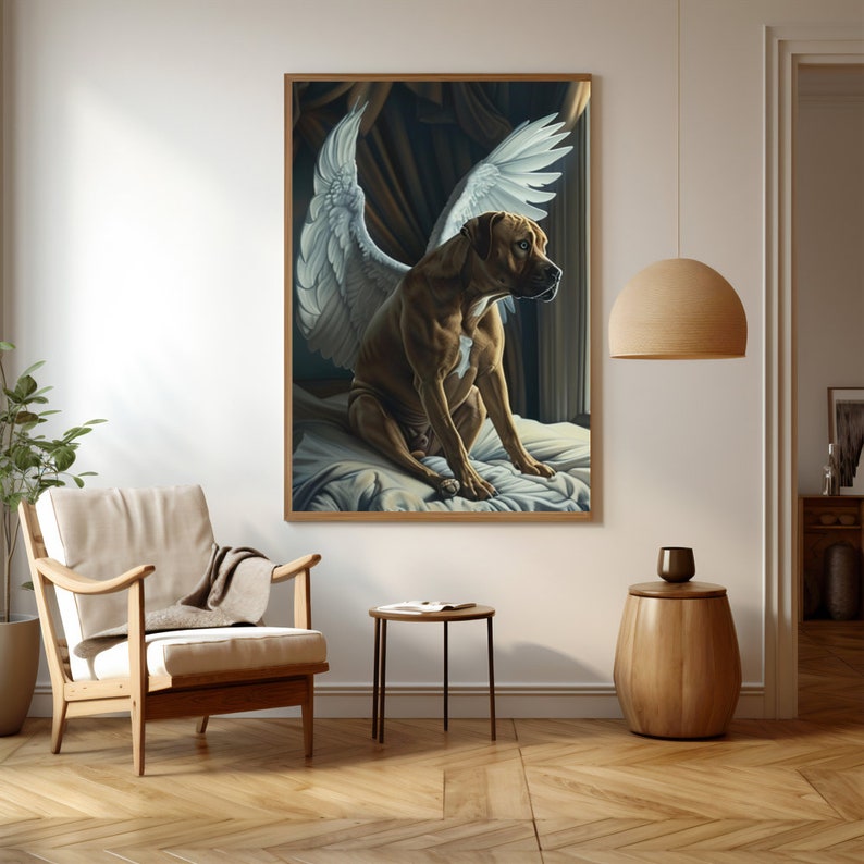 Pit Bull with Angel Wings Wall Art, Remembrance Gift, Pet Memorial Photo, Pit Bull Loss, Personalized Gift, Pet Loss Portrait, Angel Wings image 9