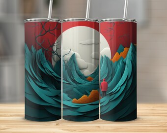 Design de gobelet à sublimation coloré Instant Writer 20 oz, emballage de verre fin droit et fuselé PNG, design par sublimation