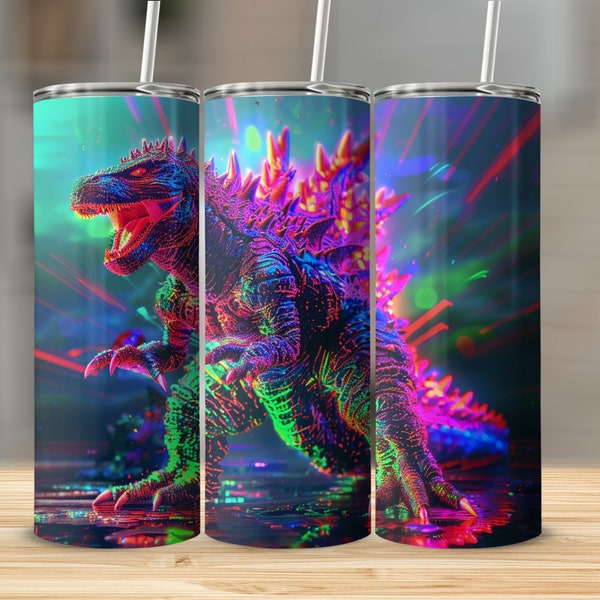 Raging God zilla Tumbler, 20oz Sublimation Tumbler Design, Straight and Tapered Skinny Tumbler Wrap PNG, Godzilla png, God zilla Roar png