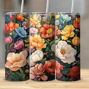 Ghibli Flower 20 Unzen Sublimationsbecher Design, gerade und konische Skinny Tumbler Wrap PNG, Sublimationsdesign