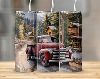 Chevy Truck 20oz skinny tumbler wrap straight and tapered tumbler sublimation design PNG of Chevy Truck