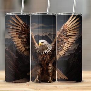 Patriotischer amerikanischer 3D-Adler-Becher, 20 Unzen dünner Becher wickeln gerade und sich verjüngenden Becher, Sublimationsdesign, Vaterländischer Adler png