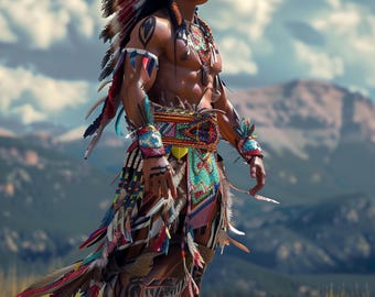 American Native Warrior Wall Art, Tribal Headdress Wall Art, Indian Wall Decor, Warrior Wall Art, Nature Inspired Indian Wall Art, Warrior