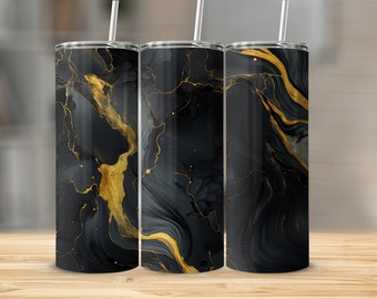 Design élégant de gobelet à sublimation avec motif marbré, 20 oz, format de verre mince droit et fuselé PNG, design par sublimation