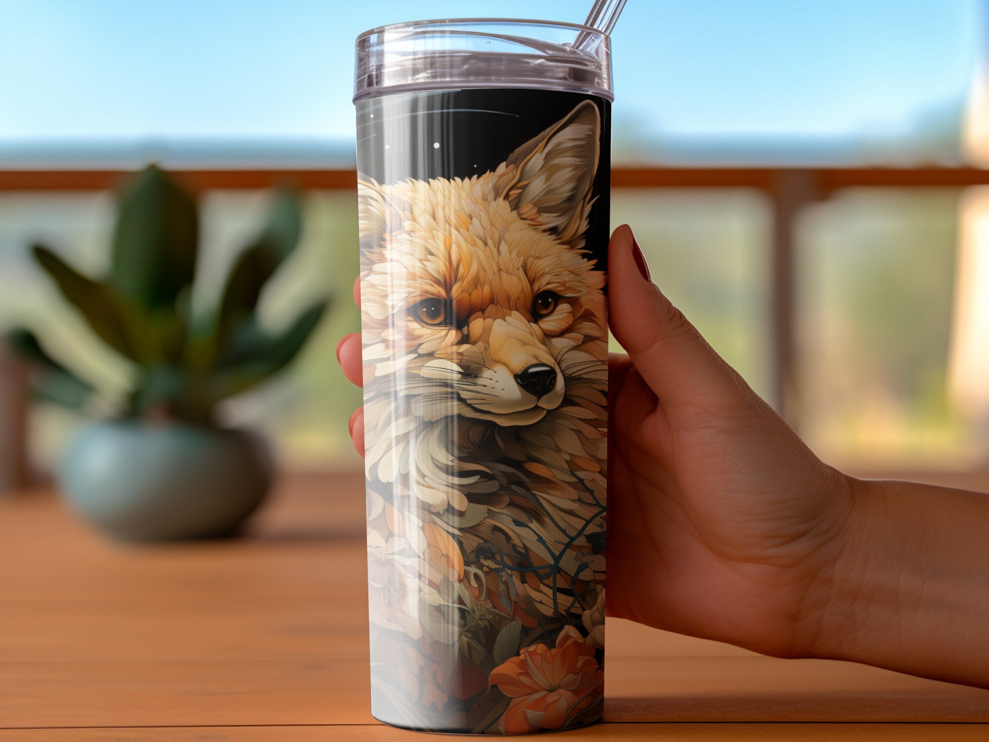 3D Paperfeather Fox 20oz Skinny Tumbler Wrap Straight and Tapered ...