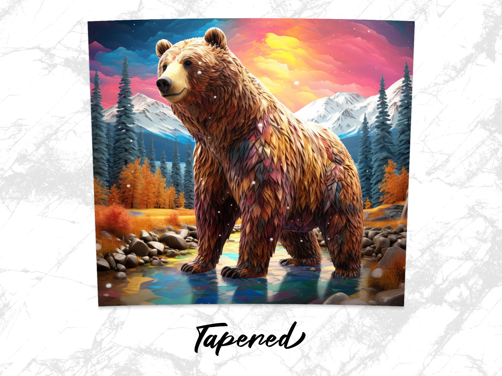 Watercolor Grizzly Bear 20oz Skinny Tumbler Wrap Straight and Tapered ...