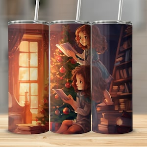 Twas the Night Before Christmas Story 20oz skinny tumbler wrap straight and tapered tumbler sublimation design PNG of Night Before Christmas
