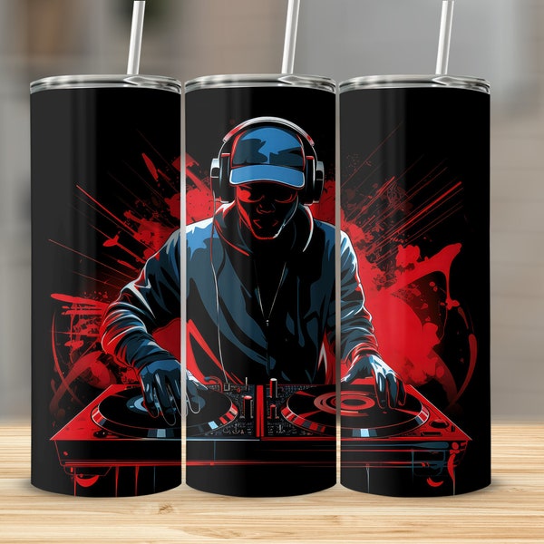 Vector DJ 20oz Sublimation Tumbler Design, Straight and Tapered Skinny Tumbler Wrap PNG, Sublimation Design