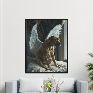 Pit Bull with Angel Wings Wall Art, Remembrance Gift, Pet Memorial Photo, Pit Bull Loss, Personalized Gift, Pet Loss Portrait, Angel Wings image 3