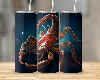 Scorpion 20oz skinny tumbler wrap conception de sublimation de gobelet droit et effilé PNG de Scorpion