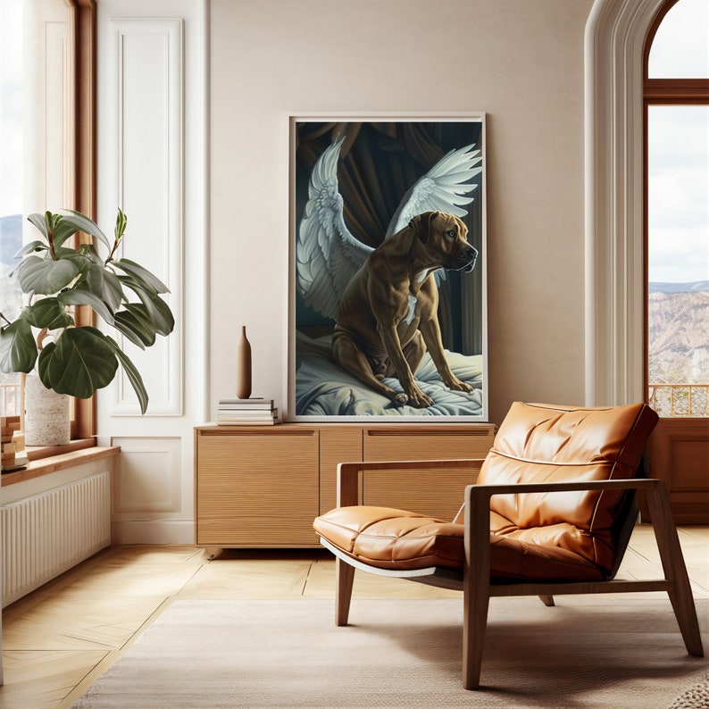 Pit Bull with Angel Wings Wall Art, Remembrance Gift, Pet Memorial Photo, Pit Bull Loss, Personalized Gift, Pet Loss Portrait, Angel Wings image 7