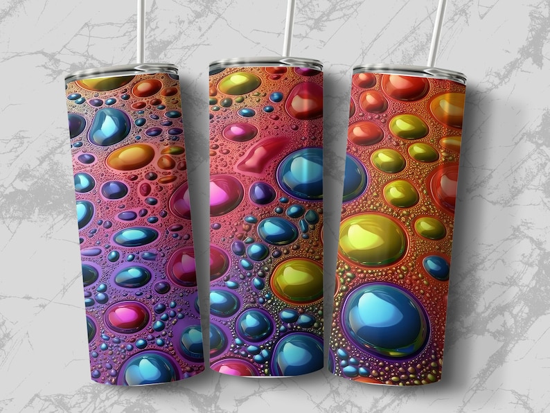 Gobelet bulle néon, motifs de gobelet à sublimation 20 oz, gobelet mince droit et conique PNG, motif à sublimation, image 3d, bulle png thumbnail image 1