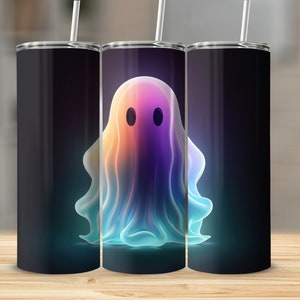 Glowing Ghost, 20oz Sublimation Tumbler Design, Straight and Tapered Skinny Tumbler Wrap PNG, Sublimation Design