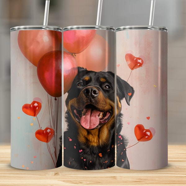 Partytime Rottweiler 20oz Sublimation Tumbler Design, Straight and Tapered Skinny Tumbler Wrap PNG, Sublimation Design