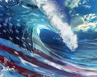 Ocean Wave American Flag SVG PNG, Ocean Flag svg, USA Vector Flag, Waterway Flag svg, Tee Shirt png, TShirt svg, Gift for Him Her