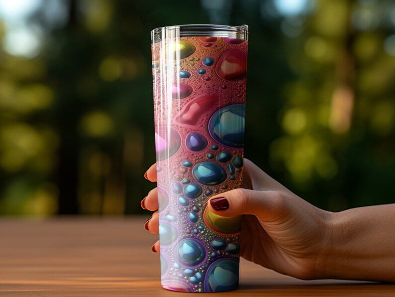 Gobelet bulle néon, motifs de gobelet à sublimation 20 oz, gobelet mince droit et conique PNG, motif à sublimation, image 3d, bulle png thumbnail image 3