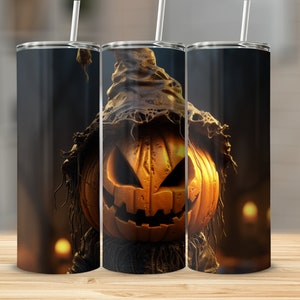 Halloween Pumbkin 20oz skinny tumbler wrap straight and tapered tumbler sublimation design PNG of Halloween Pumbkin