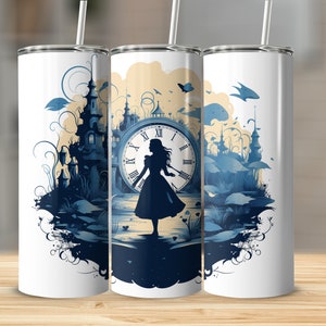 Alice in Wonderland 20oz skinny tumbler wrap straight and tapered tumbler sublimation design PNG of Alice in Wonderland