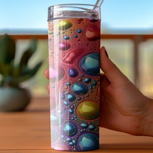 Gobelet bulle néon, motifs de gobelet à sublimation 20 oz, gobelet mince droit et conique PNG, motif à sublimation, image 3d, bulle png thumbnail image 2
