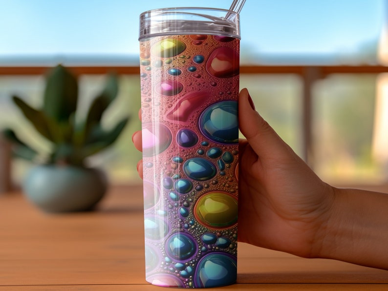 Gobelet bulle néon, motifs de gobelet à sublimation 20 oz, gobelet mince droit et conique PNG, motif à sublimation, image 3d, bulle png thumbnail image 2