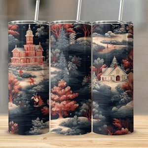 Vintage Christmas Fabric 20oz skinny tumbler wrap straight and tapered tumbler sublimation design PNG of Vintage Christmas Fabric