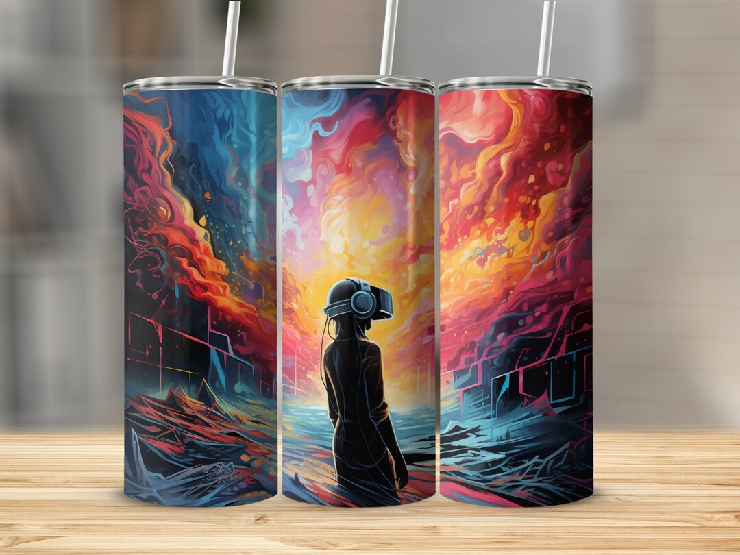 Neon VR Hacking 20oz Skinny Tumbler Wrap Straight and Tapered Tumbler ...