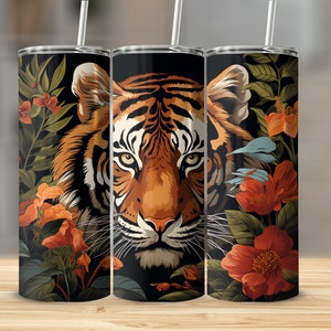 Relaxed Tiger Tumbler, 20oz skinny tumbler wrap straight and tapered tumbler sublimation design, Safari Animals, Big Cats, tiger tiger