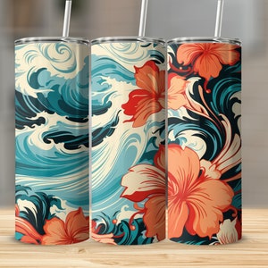 Hawaiian Print Tumbler, 20oz Sublimation Tumbler Design, Straight and Tapered Skinny Tumbler Wrap PNG, Hawaiian Print png, Hawaii Print