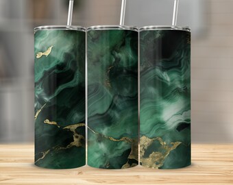 Emerald Marble 20oz skinny tumbler wrap Emerald Marble straight and tapered tumbler sublimation design of Emerald Marble