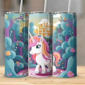 Unicorn Maze Cover 20oz Sublimation Tumbler Design, Straight and Tapered Skinny Tumbler Wrap PNG, Sublimation Design