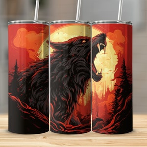 Wolf Howl Tumbler 20oz skinny tumbler wrap straight and tapered tumbler sublimation design, Wolf Tumbler, Wolf Howl png