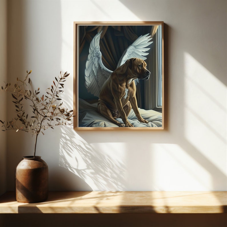 Pit Bull with Angel Wings Wall Art, Remembrance Gift, Pet Memorial Photo, Pit Bull Loss, Personalized Gift, Pet Loss Portrait, Angel Wings image 8