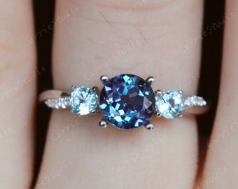 Alexandrite and aquamarine sale ring