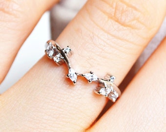 自然にインスパイアされたマッチングバンド 925 スターリングシルバー - 重ね付けできる結婚指輪 - リーフプロミスリング - 誕生日ギフト
