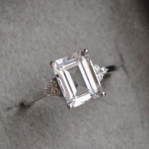 Emerald Cut Blue Sapphire Ring/sapphire Engagement - Etsy