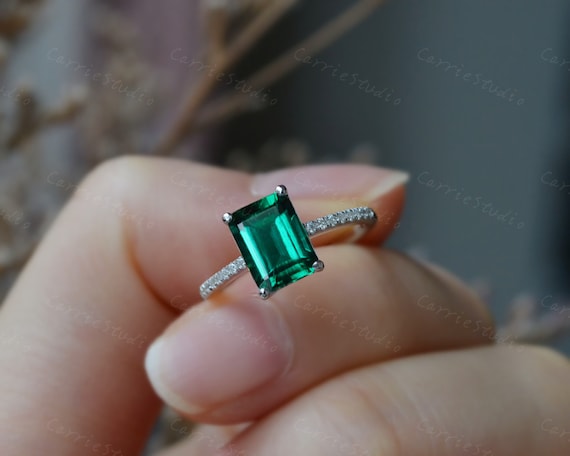 Buy Emerald green ring, Rectangle gemstone green onyx silver ring online at  aStudio1980.com