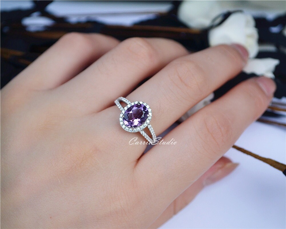 Natural Amethyst Ring Amethyst Engagement Ring/ Wedding Ring Etsy