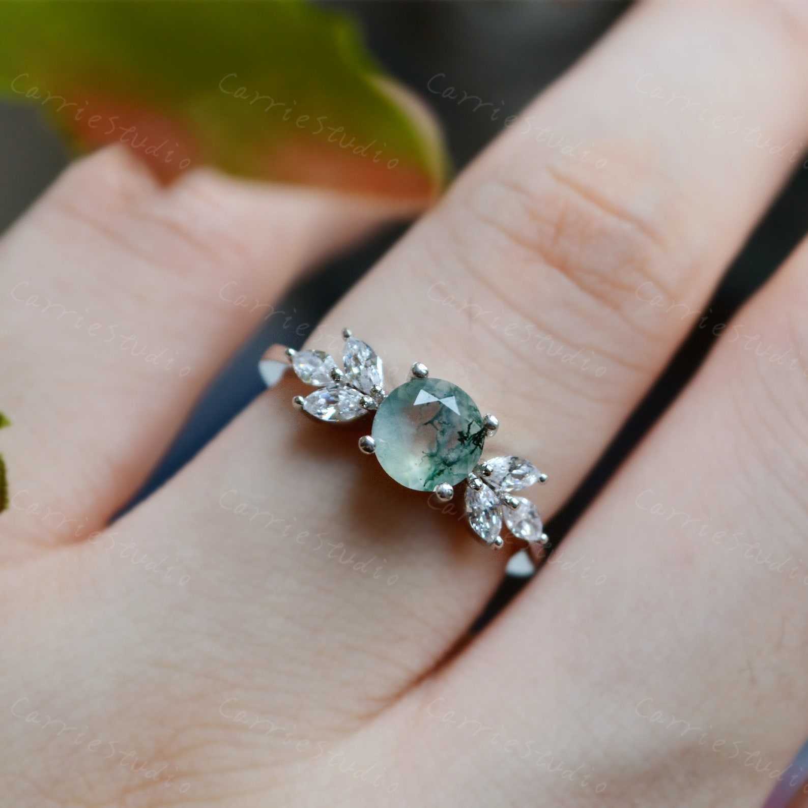 Unique Moss Agate Ring/Engagement Ring/Sterling Silver Moss Etsy Unique Moss Agate Ring/Engagement Ring/Sterling Silver Moss Etsy