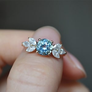 Natürlicher Aquamarin Ring 14K Gold Aquamarin Verlobungsring Ehering Jubiläumsring Versprechen Ring Geschenk Fine Jewelry