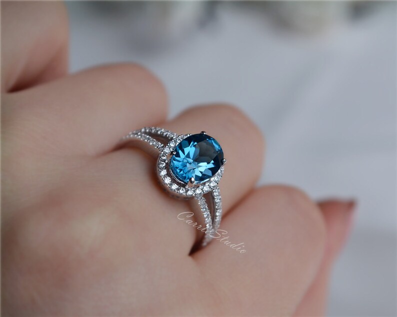 79 Oval London Blue Topaz Ring Topaz Engagement Ring/ Wedding | Etsy