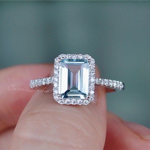 Elegant Natural Aquamarine Ring Aquamarine Engagement Ring Anniversary Ring Promise Ring Present image 3