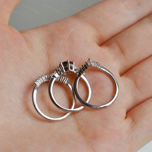Unique Black Rutilated Quartz Ring Set/Natural Rutilated Quartz Bridal Ring Set/Anniversary Gift for Her/Silver Black Gem Jewelry image 7